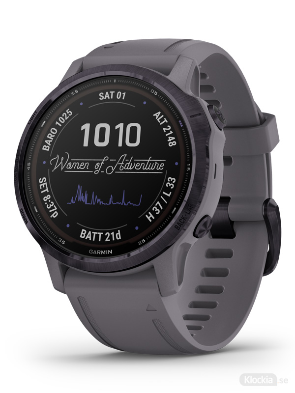 Garmin fēnix® 6S Pro Solar, Ametistfärgat stål med ljust skiffergrått armband 010-02409-15
