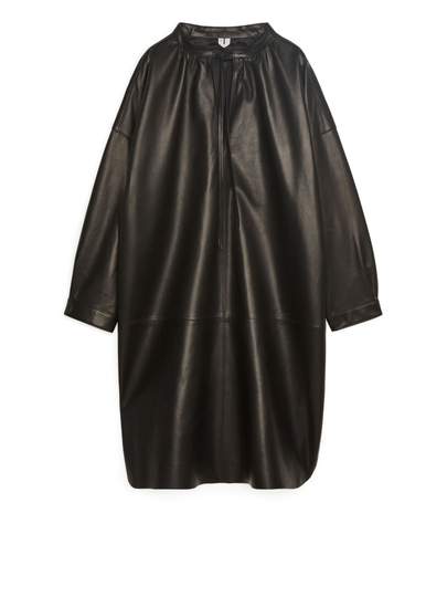 Leather Tunic Dress - Black