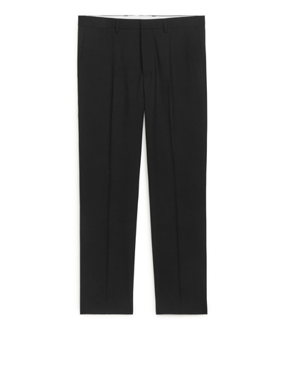 Slim Hopsack-Wool Trousers - Black