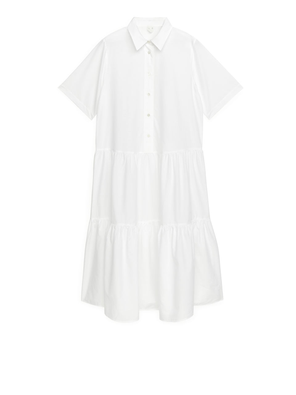 Cotton Lyocell Tier Dress - White