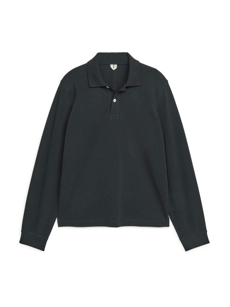 Long-Sleeved Piqué Polo Shirt - Black