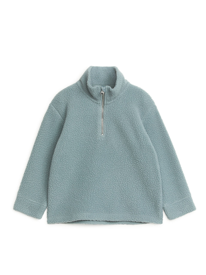 Half-Zip Pile Sweatshirt - Turquoise
