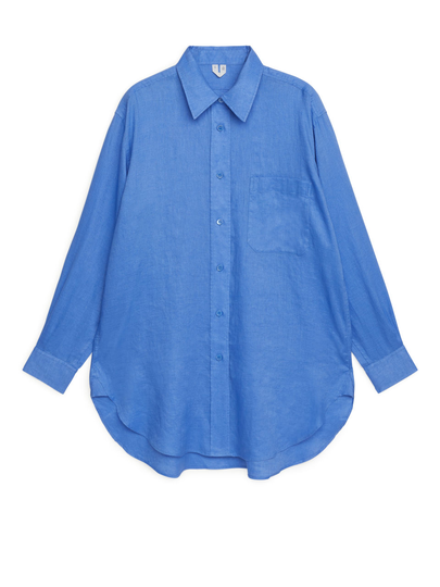 Oversized Linen Shirt - Blue