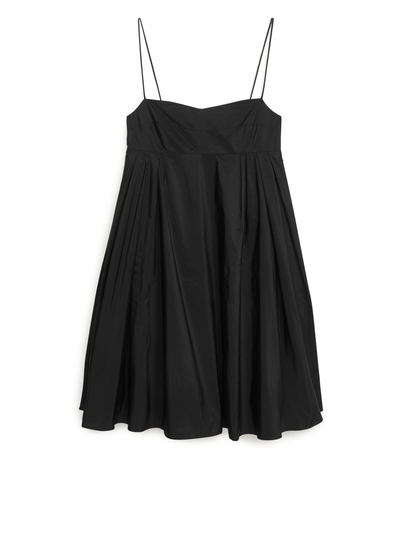 Taffeta Strap Dress - Black
