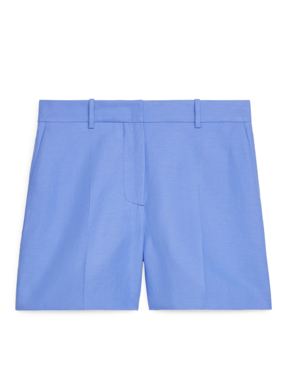 Dressed Cotton-Hemp Shorts - Blue