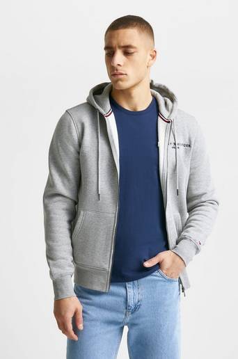 Tommy Hilfiger Ziptröja Tommy Logo Zip Through Grå