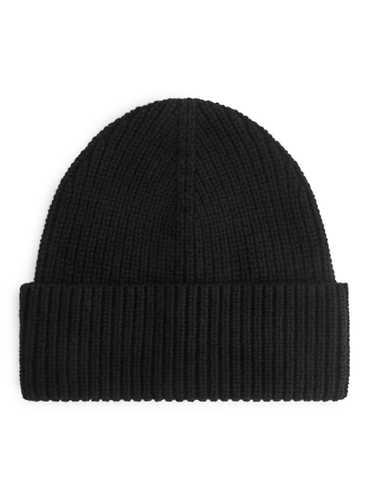 Wool Nylon Beanie - Black