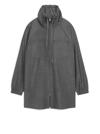 Wool Zip Shirt - Grey