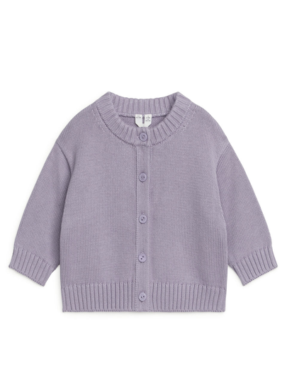 Round Neck Cardigan - Purple