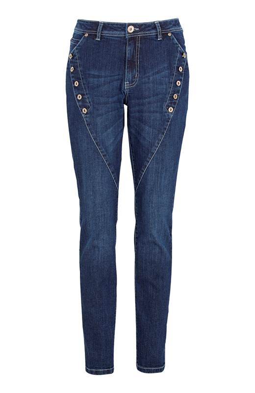 Cellbes Boyfriendbyxa med knappdekor Mörkblå Denim