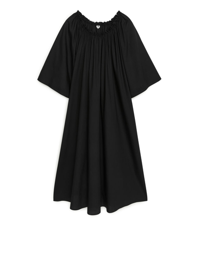 Ruffled Kaftan Dress - Black