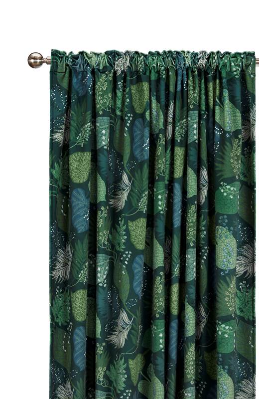 Cellbes Gardinlängd i mönstrad sammet 2-Pack Grön