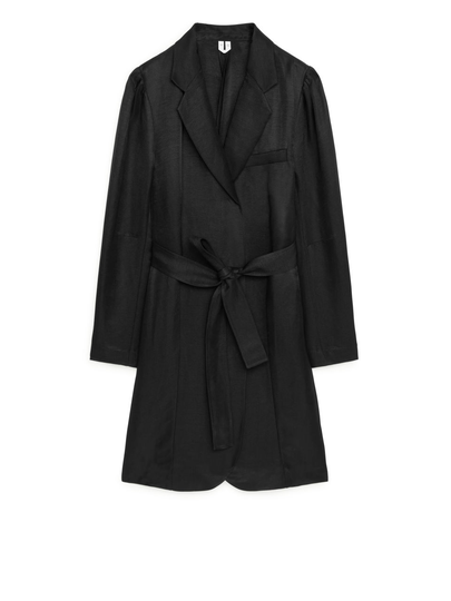 Belted Blazer Dress - Black