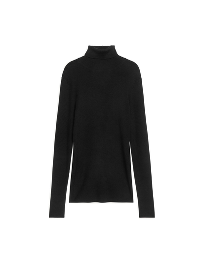 Merino Wool Roll-Neck - Black