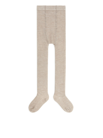 Wool Rib Tights - Beige