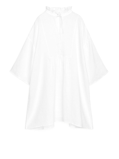 Wide-Fit Linen Dress - White