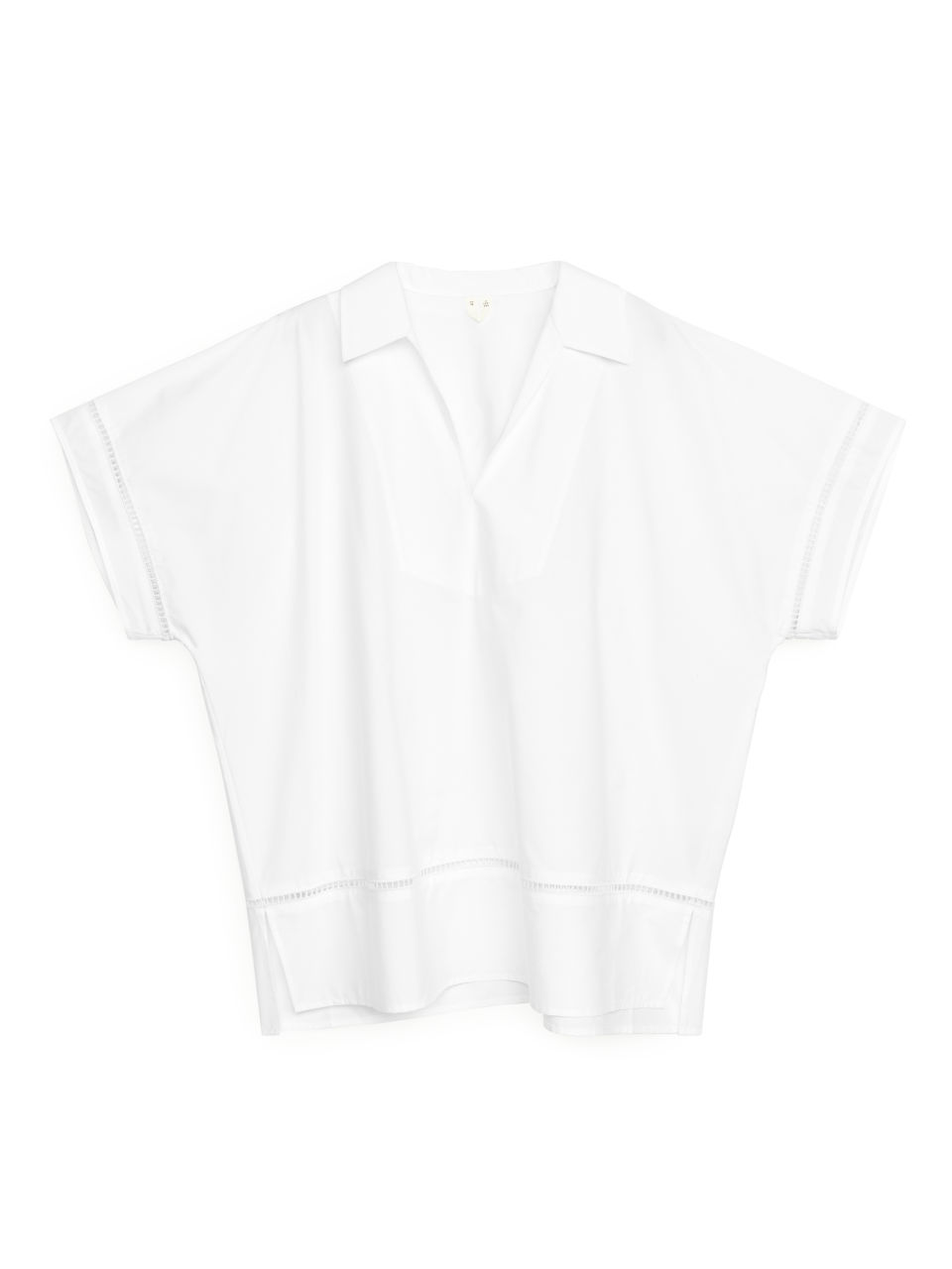 Pop-Over Cotton Blouse - White