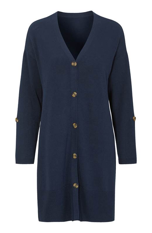 Cellbes Lång cardigan i linnemix Marin