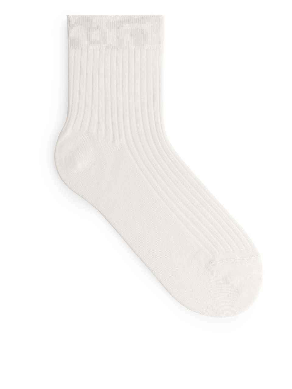 Silk Rib Sock - White