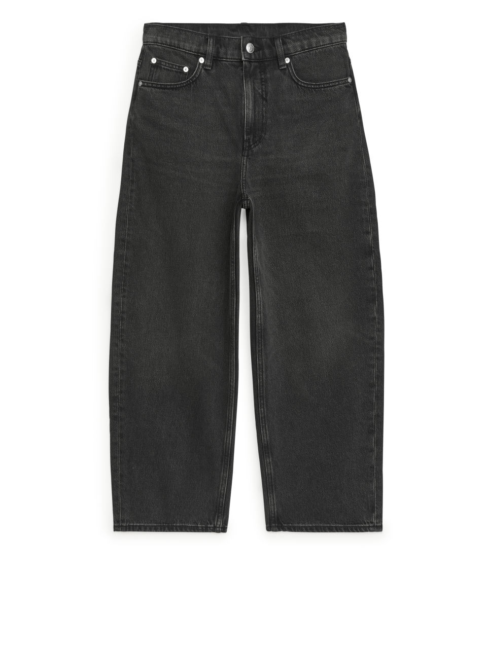 LOOSE Cropped Barrel Leg Jeans - Grey