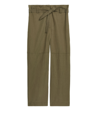 Flowy Paperbag Trousers - Beige