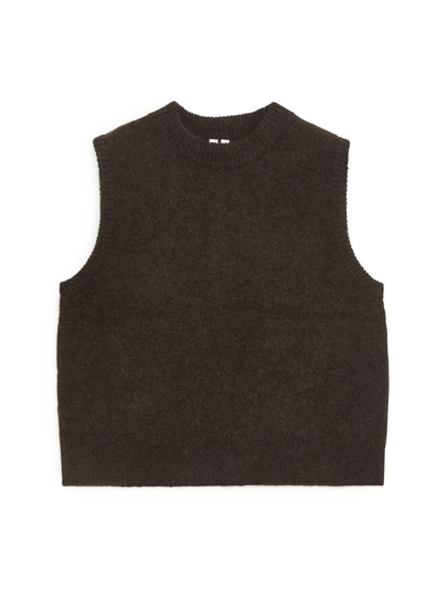 Knitted Alpaca Yak Vest - Brown