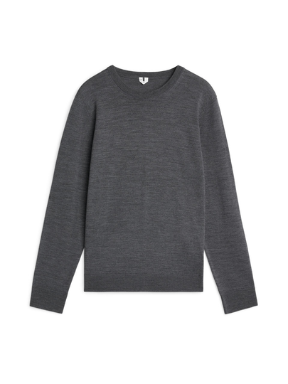 Fine Knit Merino Jumper - Grey