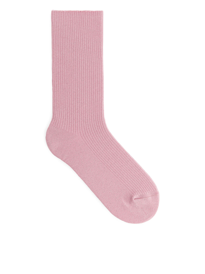 Glittery Rib Socks - Pink