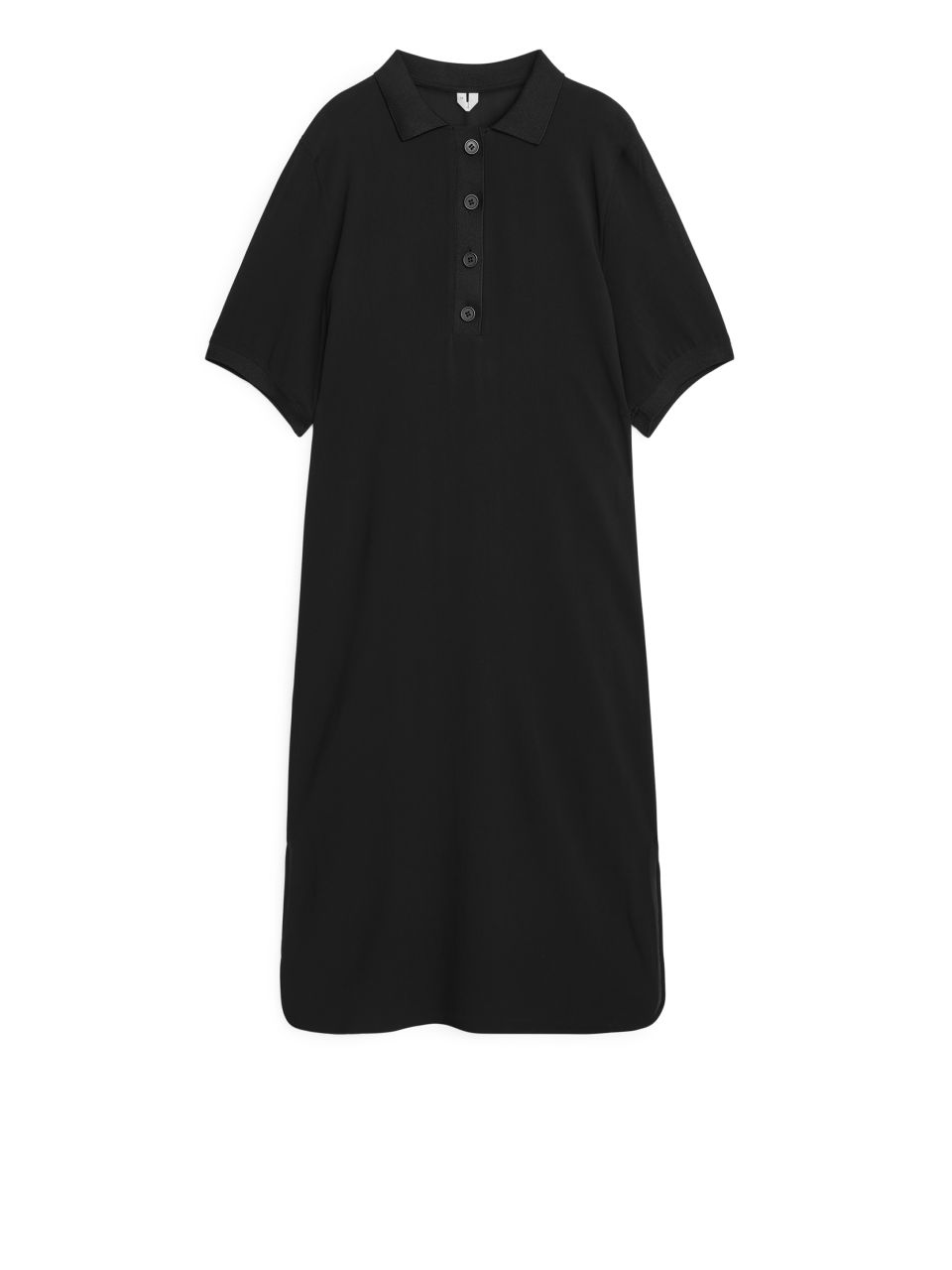 Textured Polo Dress - Black