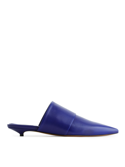 Pointy Kitten-Heel Mules - Blue