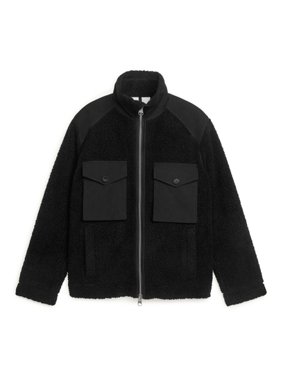 Wool and Circulose Pile Jacket - Black