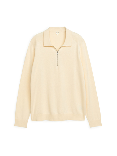 Half-Zip Knitted Jumper - White
