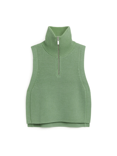Half-Zip Wool Collar - Green