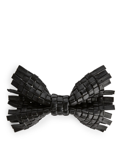 Leather Bow Hair Clip - Black