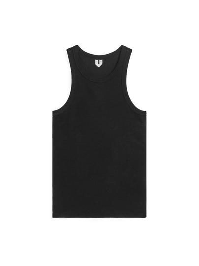 Ribbed Racer Tank - Black