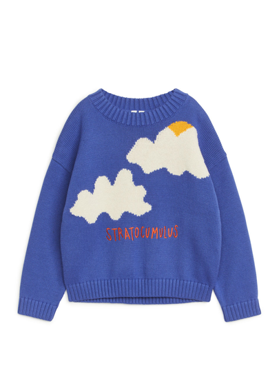 Intarsia Knitted Jumper - Blue