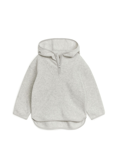 Half-Zip Fleece Hoodie - Grey
