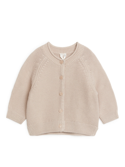 Knitted Cotton Cardigan - Beige