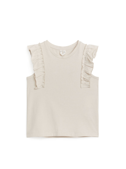 Sleeveless Jersey Frill Top - Beige
