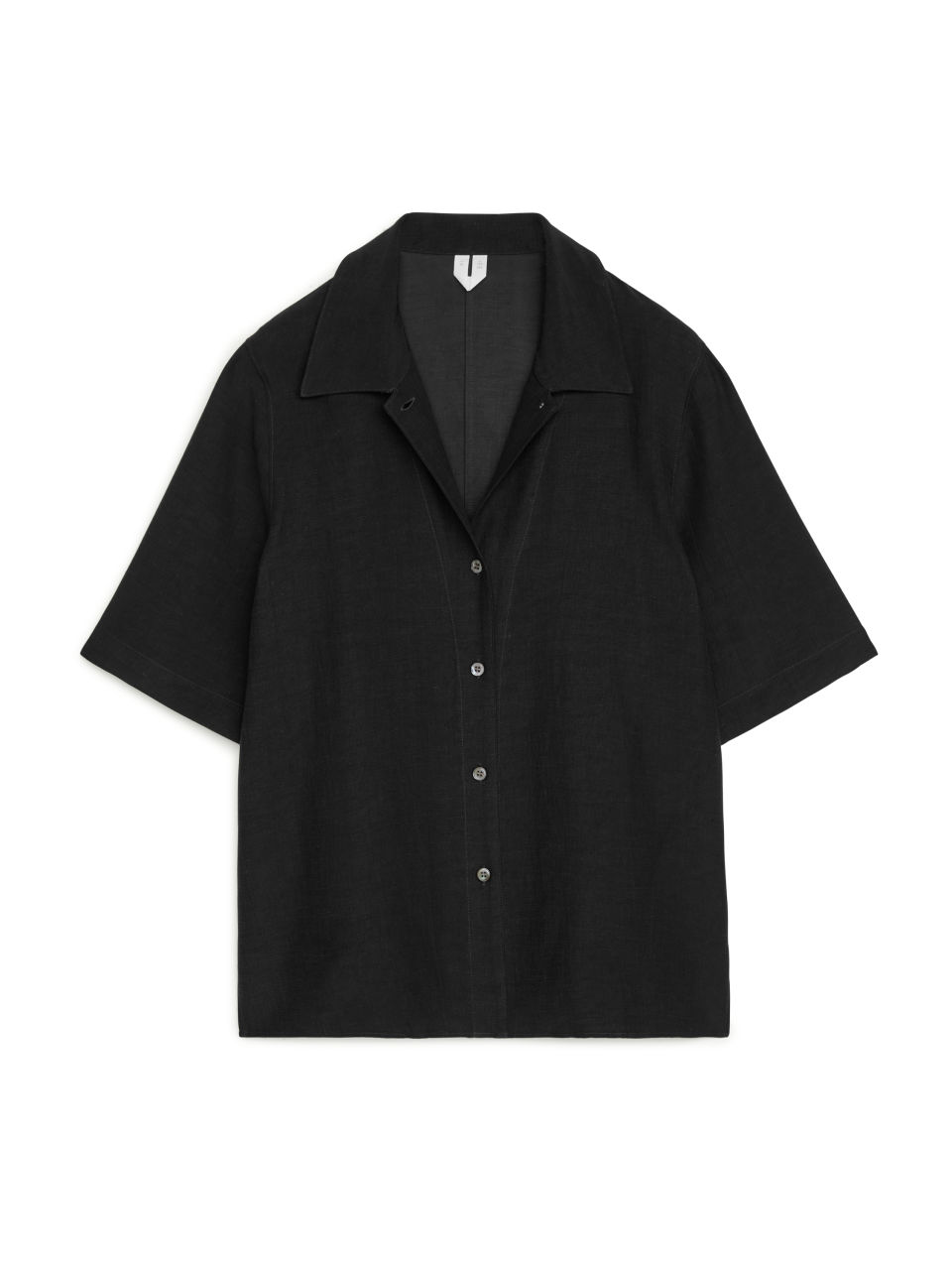 Relaxed Short-Sleeved Blouse - Black