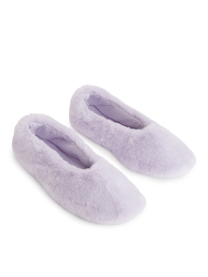 Faux Fur Slippers - Purple