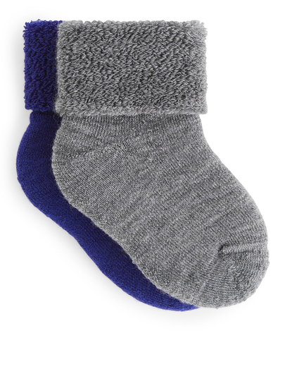 Wool Terry Baby Socks - Blue