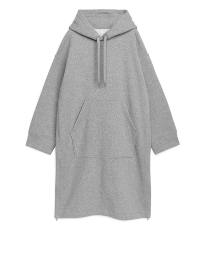 Hooded Sweatshirt Dress - Grey