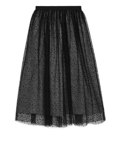 Printed Tulle Skirt - Black