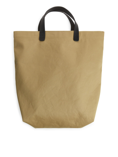 Paper-Effect Commuter Tote - Beige