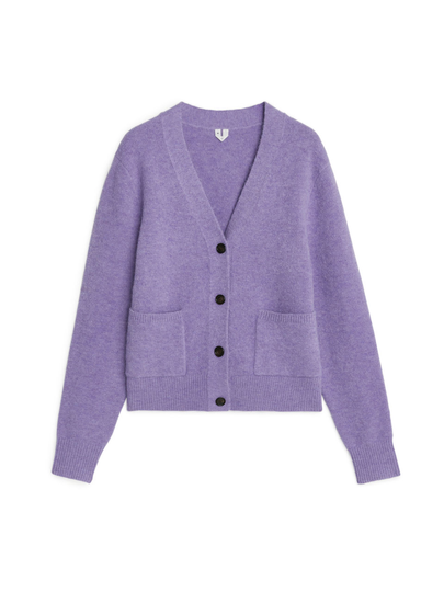 Alpaca & Merino Cardigan - Purple