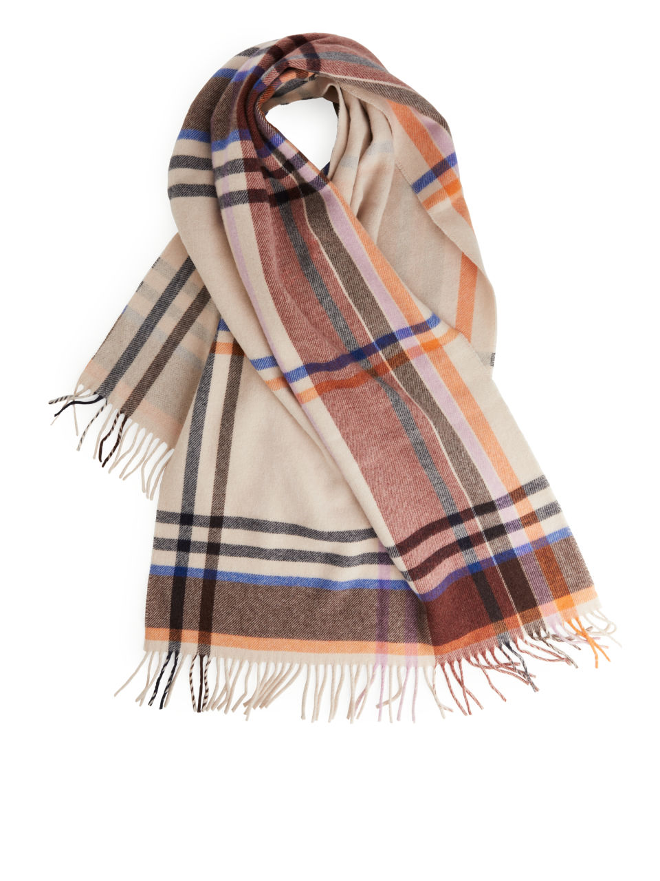 Checked Wool Scarf - Orange