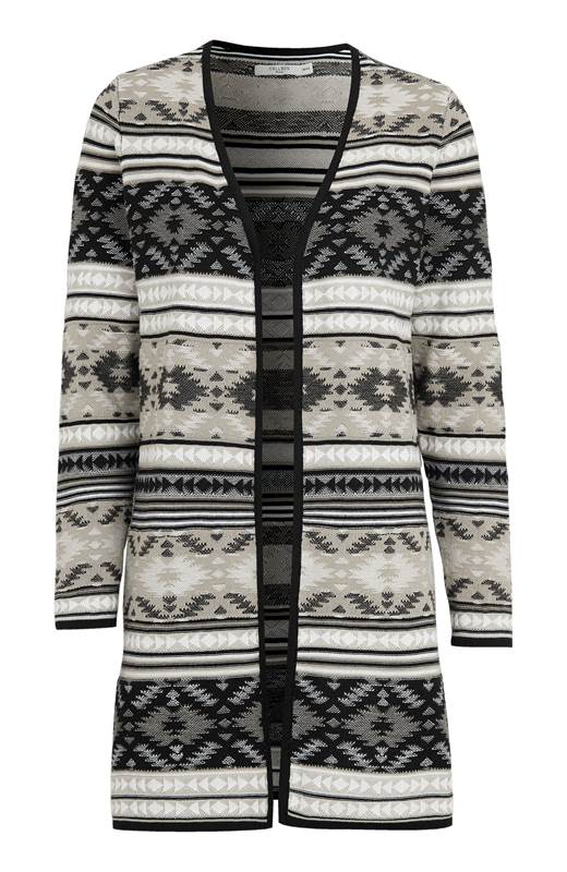 Cellbes Mönstrad jacquardstickad cardigan Svart Mönstrad