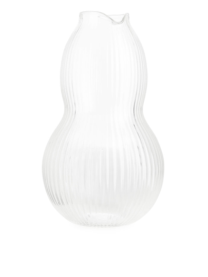 Ridged Glass Carafe 22 cm - White