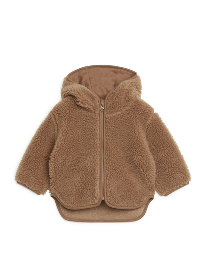 Hooded Pile Jacket - Beige